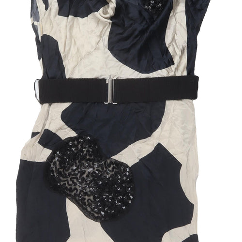 Marks and Spencer Women's Black and White Shift Dress, Size 14