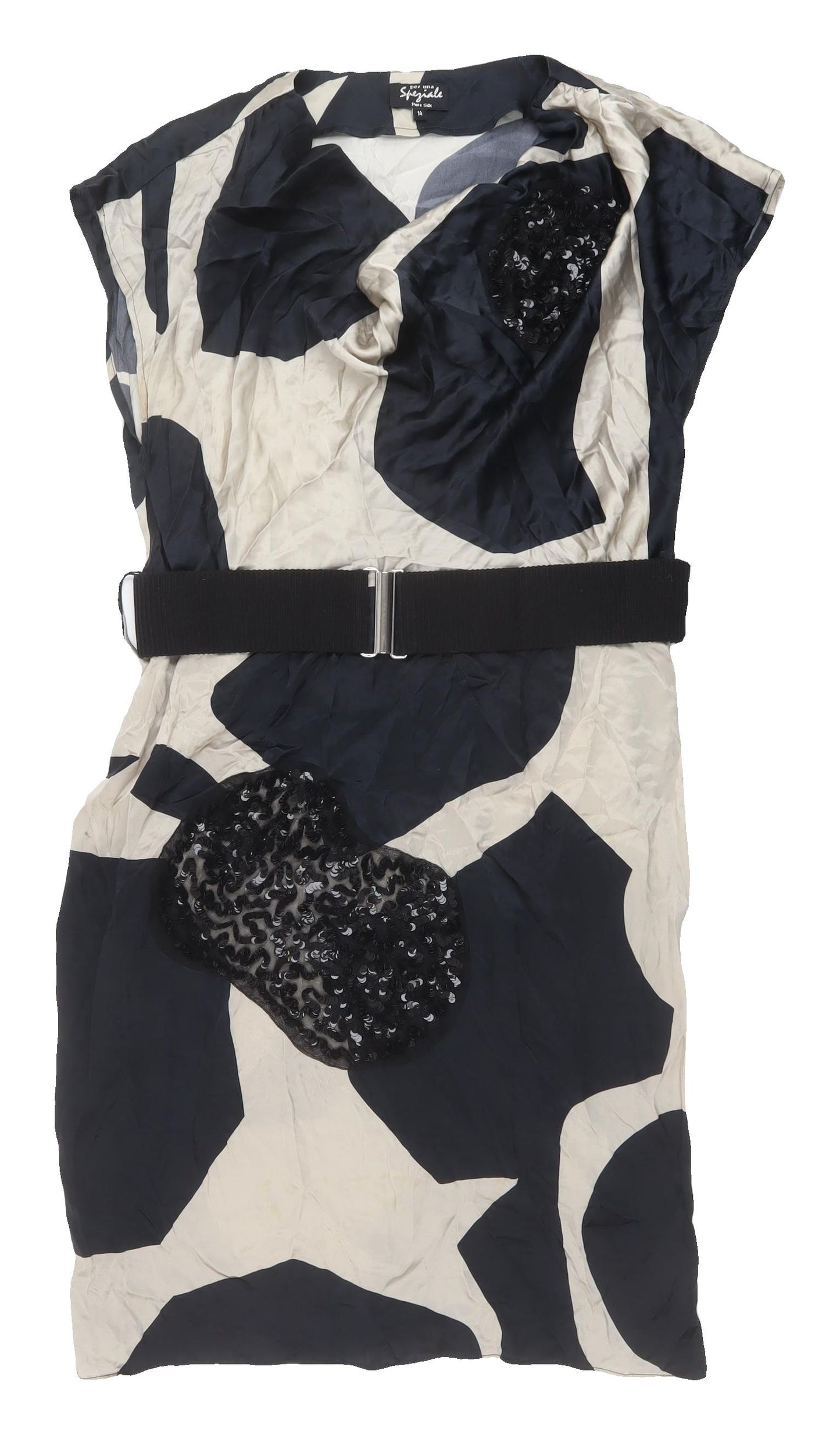 Marks and Spencer Women's Black and White Shift Dress, Size 14