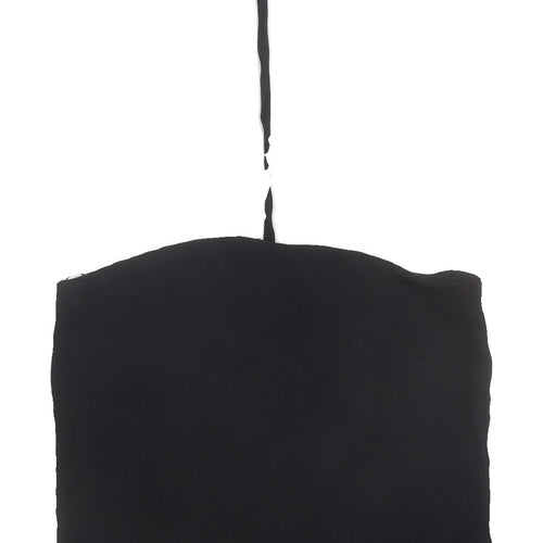 Zara Black Cropped Halter Tank for Women, Size S