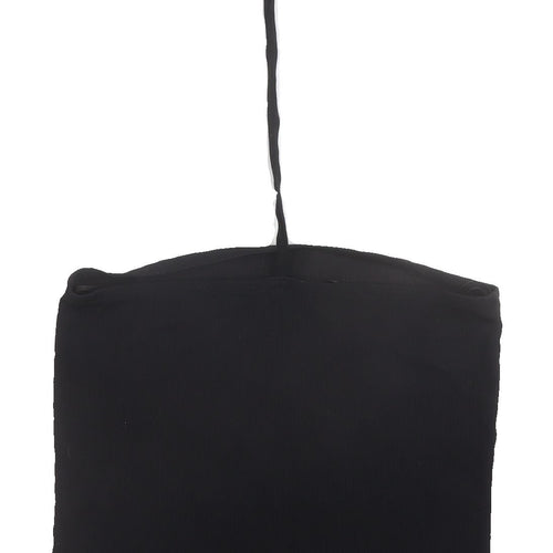 Zara Black Cropped Halter Tank for Women, Size S