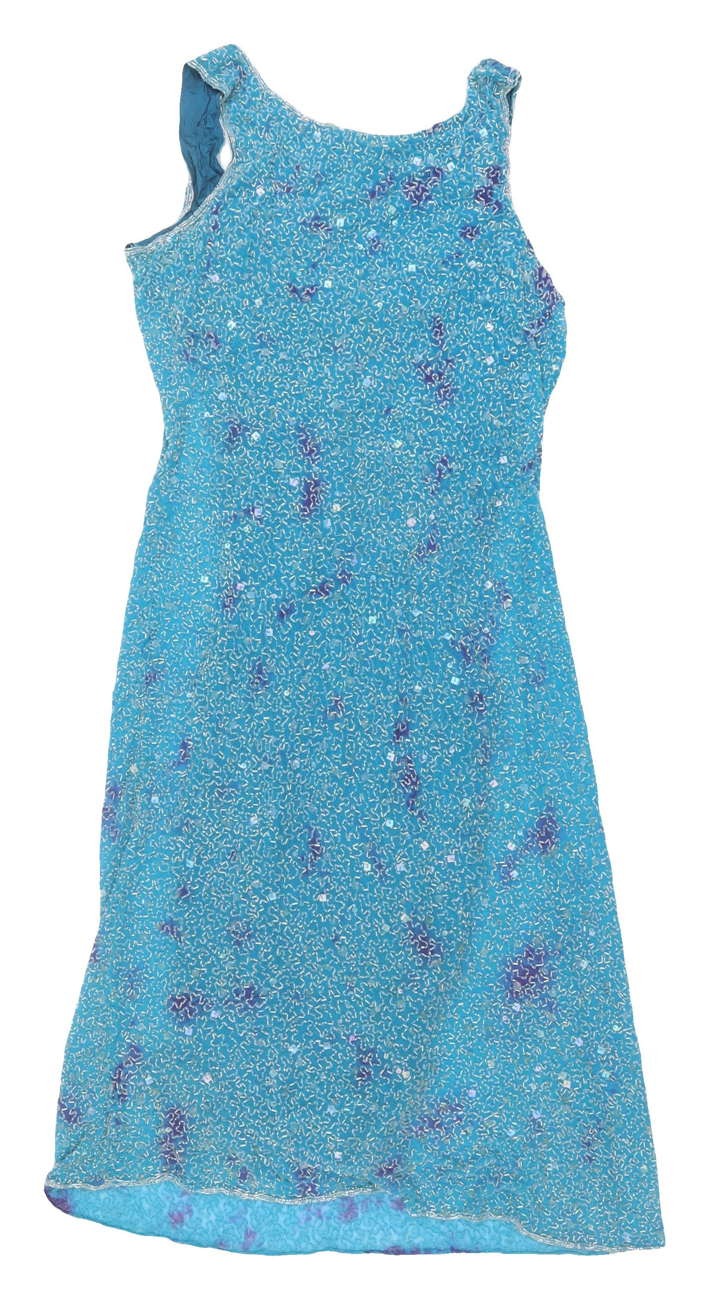 East Women's Blue Silk Sleeveless Dress Size 16