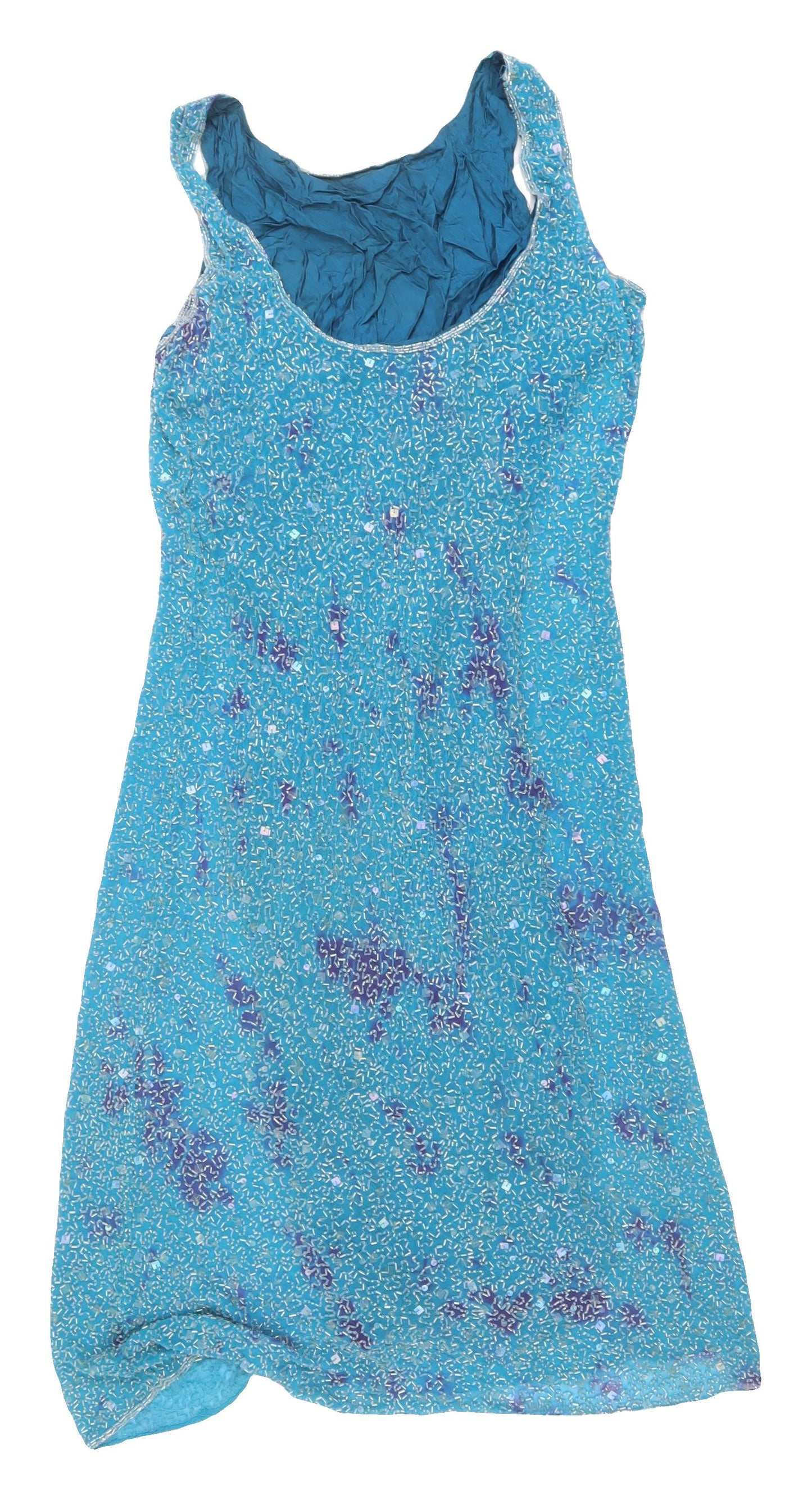 East Women's Blue Silk Sleeveless Dress Size 16