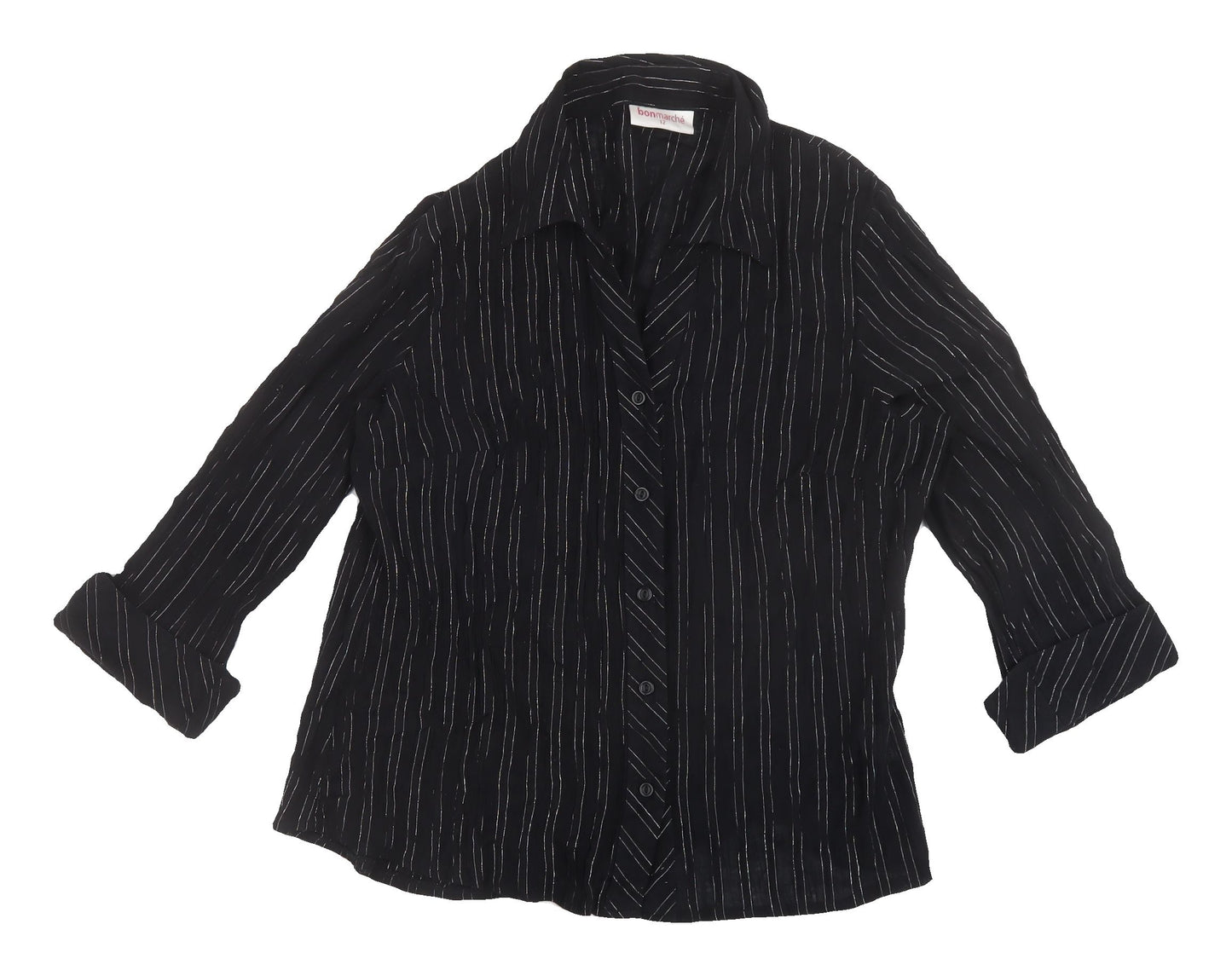 Bonmarché Women's Black Striped Button-Up Shirt