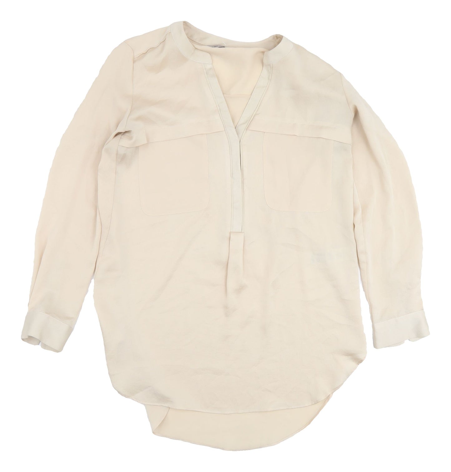 Marks and Spencer Beige V-Neck Blouse, Size 10, Women's