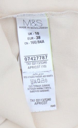 Marks and Spencer Beige V-Neck Blouse, Size 10, Women's
