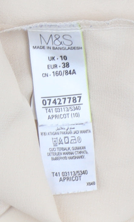 Marks and Spencer Beige V-Neck Blouse, Size 10, Women's