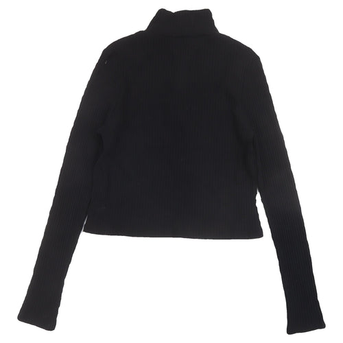 Topshop Women's Black Cropped High Neck Top Size 14