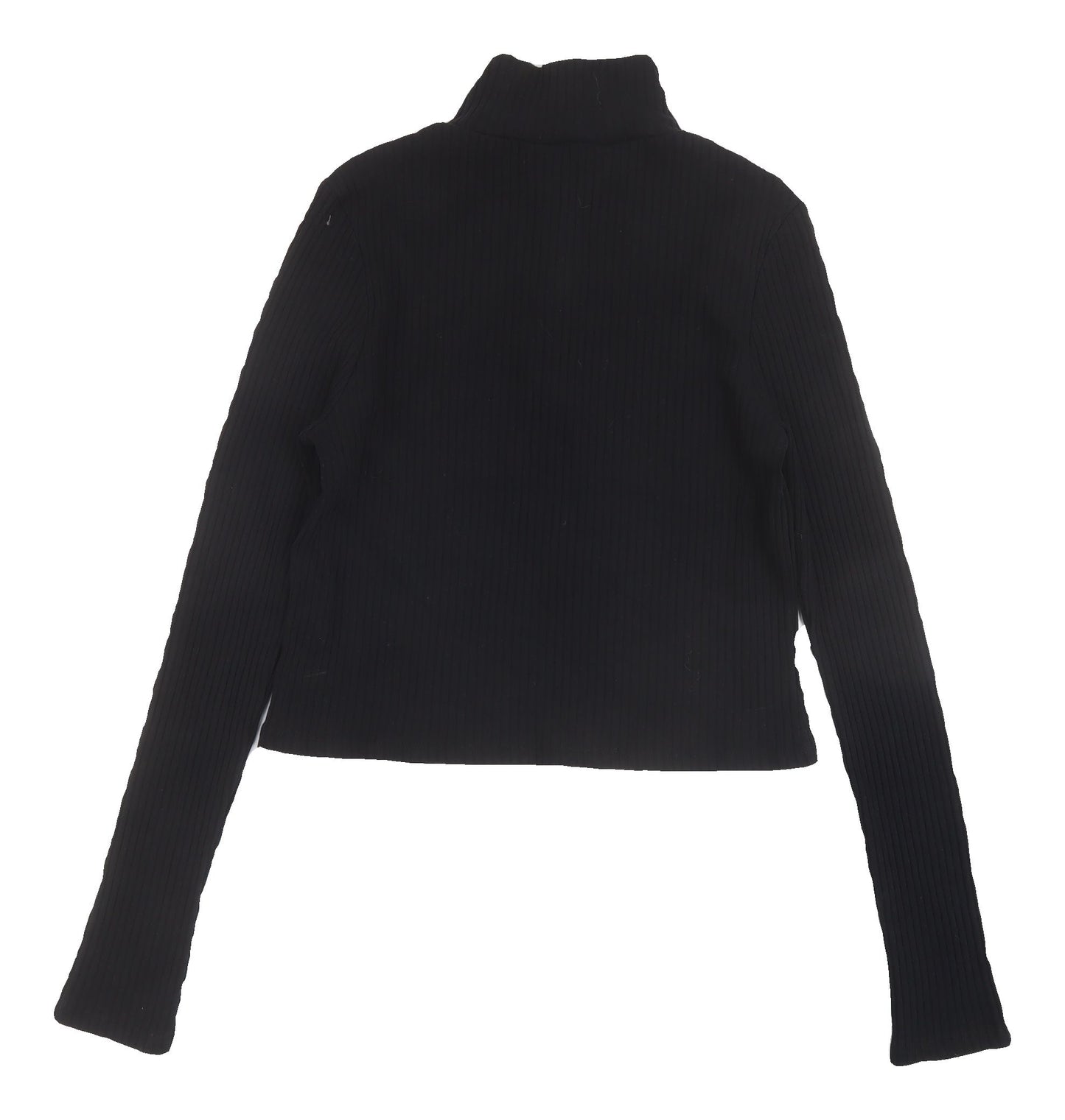 Topshop Women's Black Cropped High Neck Top Size 14
