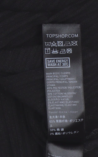 Topshop Women's Black Cropped High Neck Top Size 14