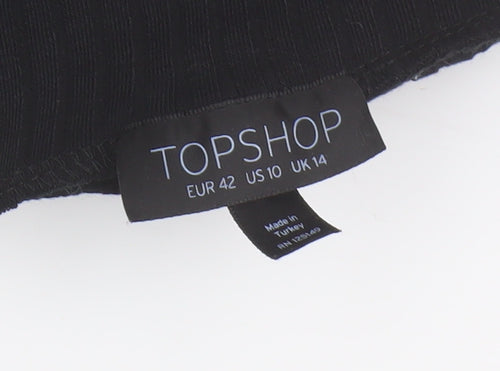 Topshop Women's Black Cropped High Neck Top Size 14