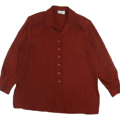 C&A Women's Brown Button-Up Collared Shirt, Size 14