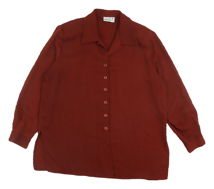 C&A Women's Brown Button-Up Collared Shirt, Size 14