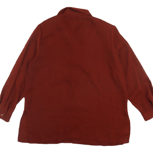C&A Women's Brown Button-Up Collared Shirt, Size 14