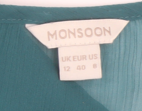 Monsoon Women's Green Embroidered Blouse Size 12