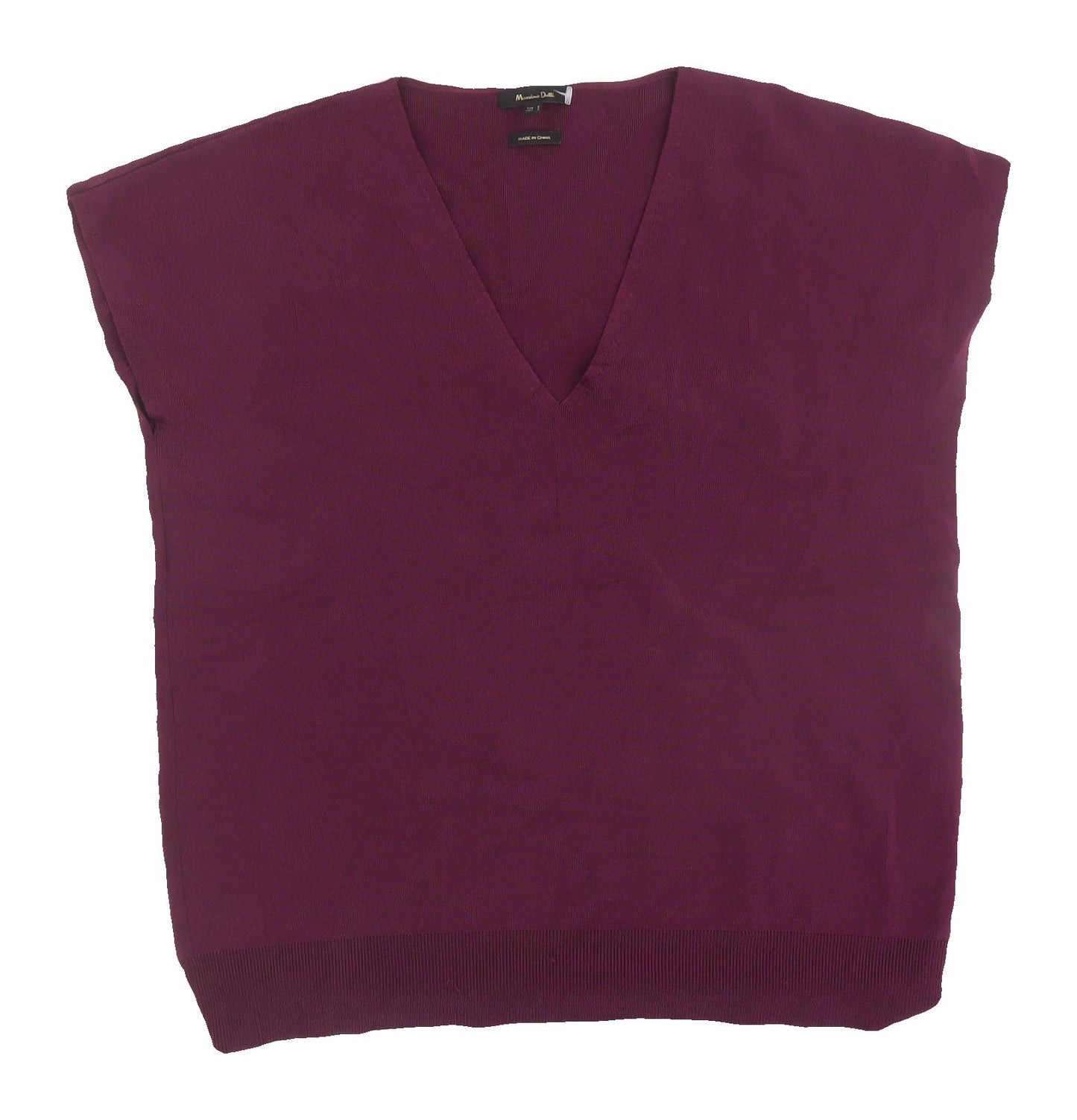 Massimo Dutti Women's Purple V-Neck Vest Jumper Small