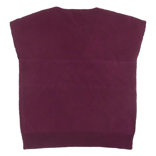 Massimo Dutti Women's Purple V-Neck Vest Jumper Small