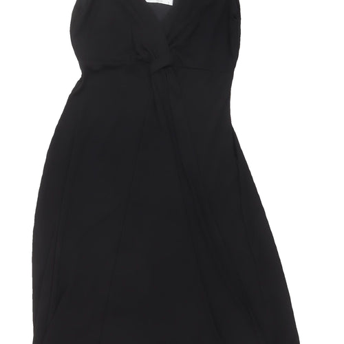 Wallis Petite Black V-Neck Wrap Dress, Size 8