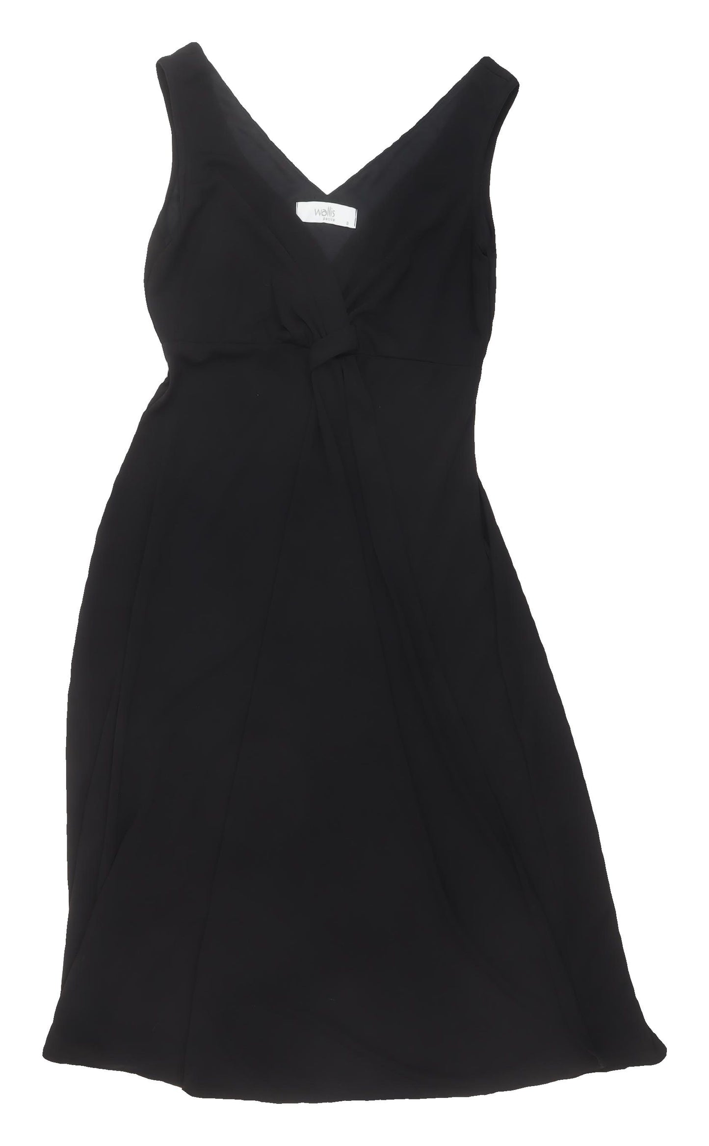 Wallis Petite Black V-Neck Wrap Dress, Size 8