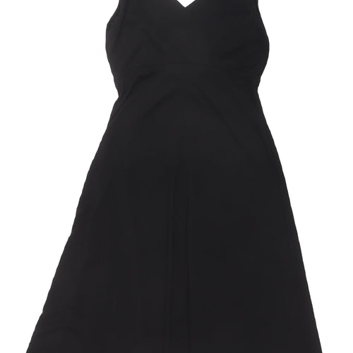 Wallis Petite Black V-Neck Wrap Dress, Size 8