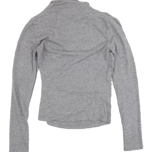 Stradivarius Women's Grey Slim Fit High Neck Jumper