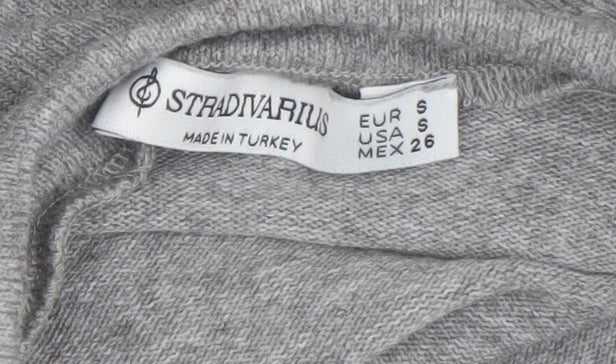 Stradivarius Women's Grey Slim Fit High Neck Jumper