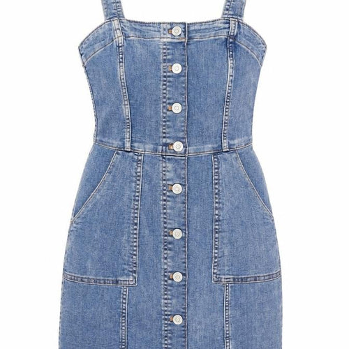 H&M Women’s Blue Denim Pinafore Dress Size 6