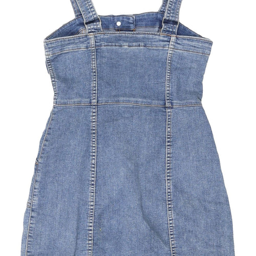 H&M Women’s Blue Denim Pinafore Dress Size 6