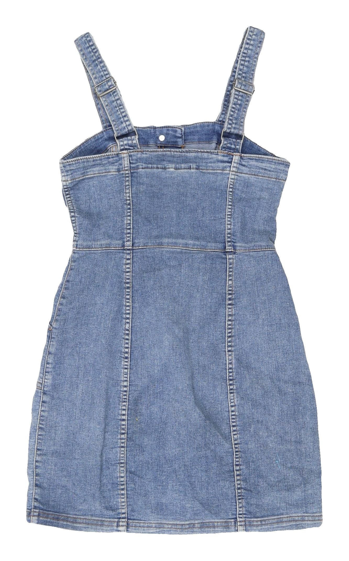 H&M Women’s Blue Denim Pinafore Dress Size 6