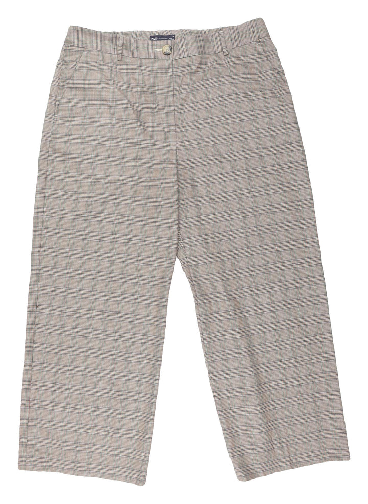 Marks and Spencer Women's Brown Plaid Trousers
