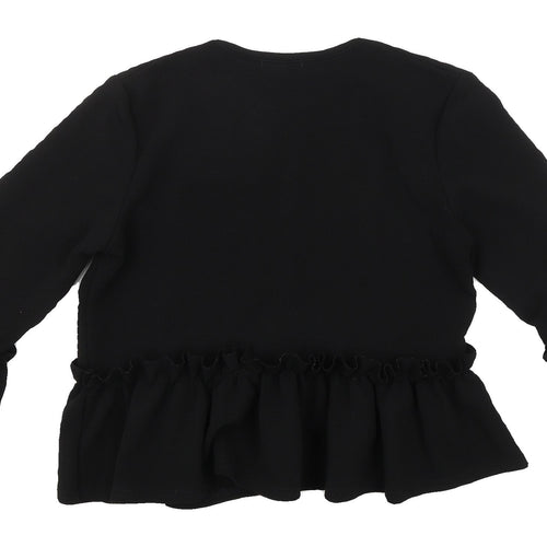 PrettyLittleThing Women's Black Ruffle Cardigan, Size 10