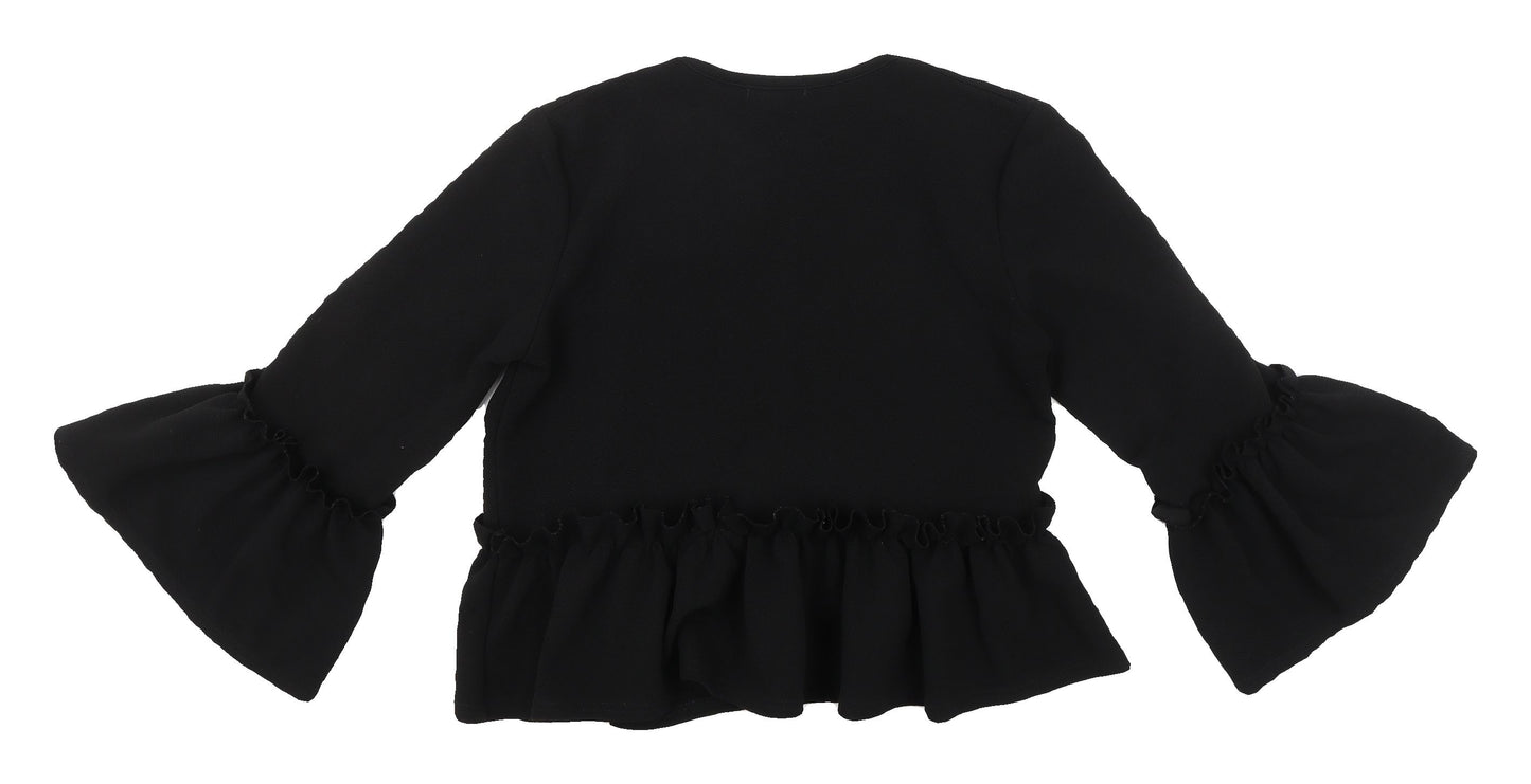 PrettyLittleThing Women's Black Ruffle Cardigan, Size 10