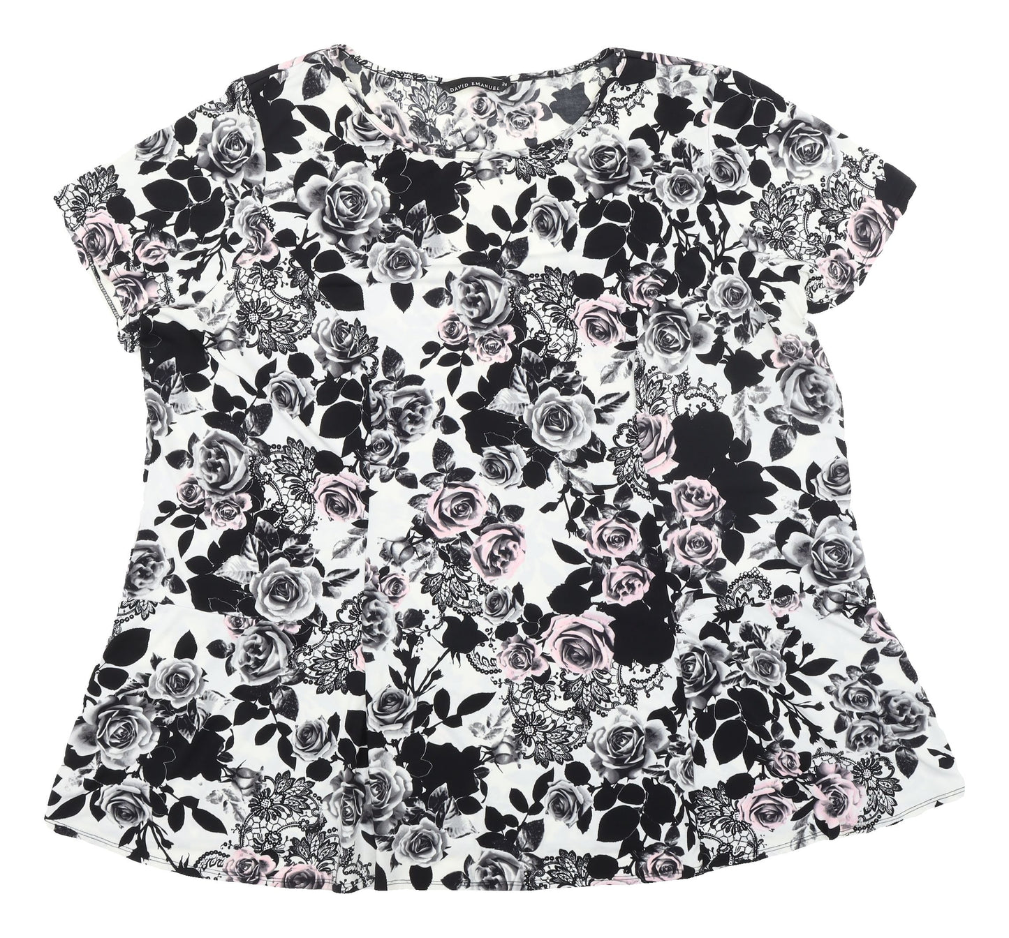 David Emanuel Women's Floral T-Shirt, Multicoloured, Size 24