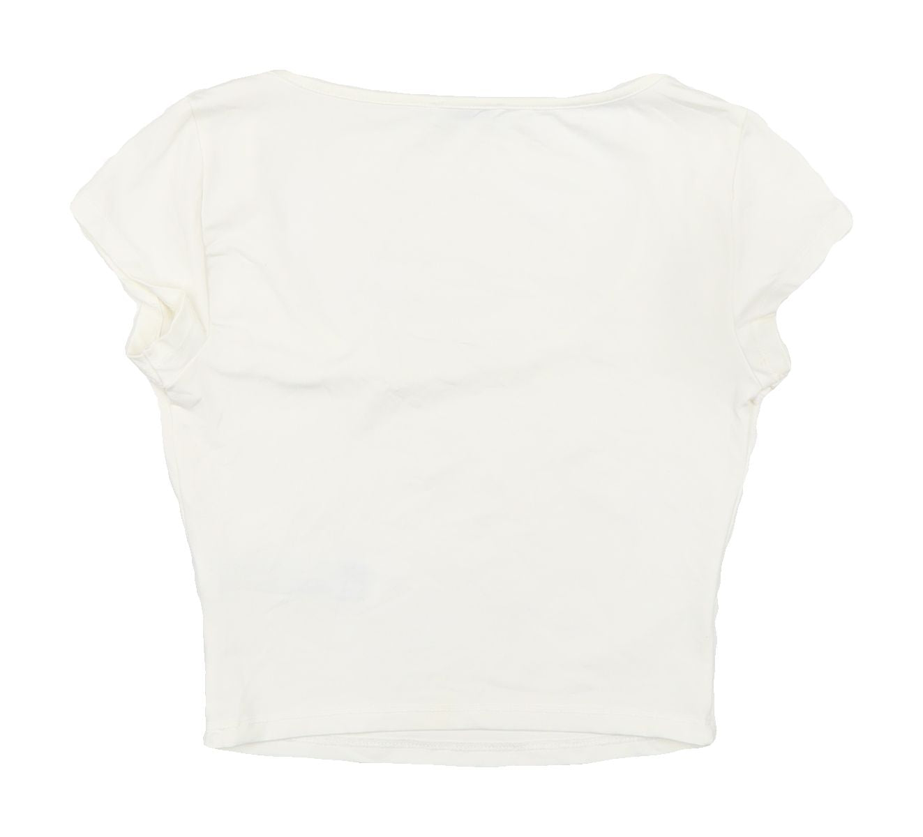 Bershka Women's White Cropped T-Shirt, Size S, Stretch Fit