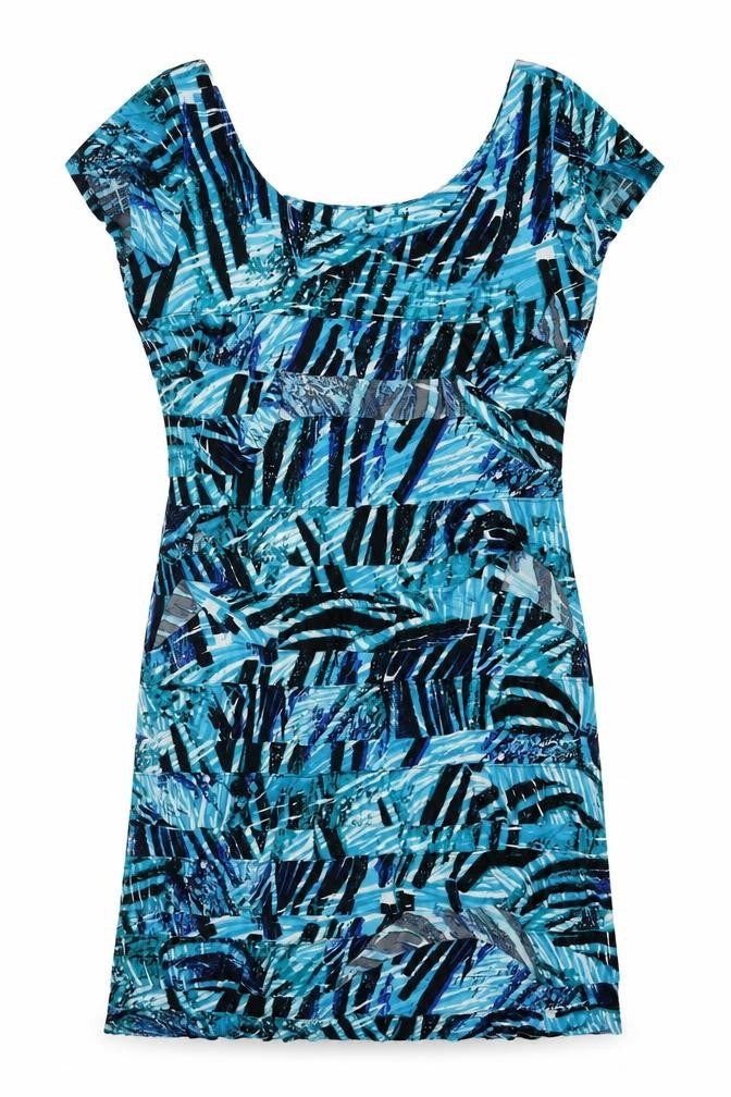 Front view of Roman Women's Geometric A-Line Multicolour Dress