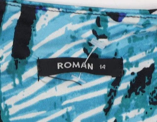 Roman Women's Geometric A-Line Multicolour Dress