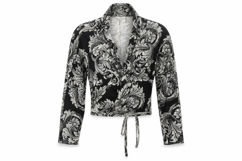 Front view of Miss Selfridge Women's Black Wrap Blouse M