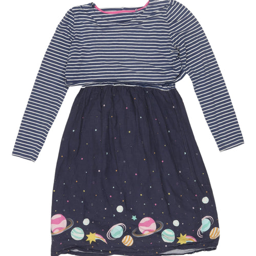 Frugi Women's Blue A-Line Striped Casual Dress Size 10