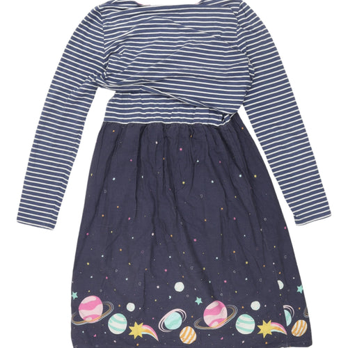 Frugi Women's Blue A-Line Striped Casual Dress Size 10