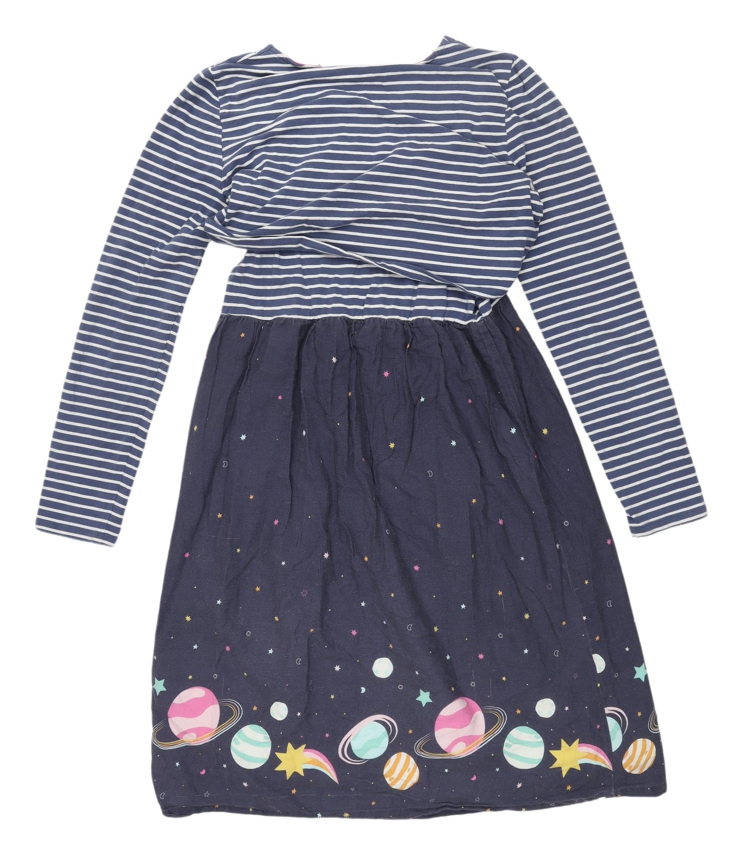 Frugi Women's Blue A-Line Striped Casual Dress Size 10