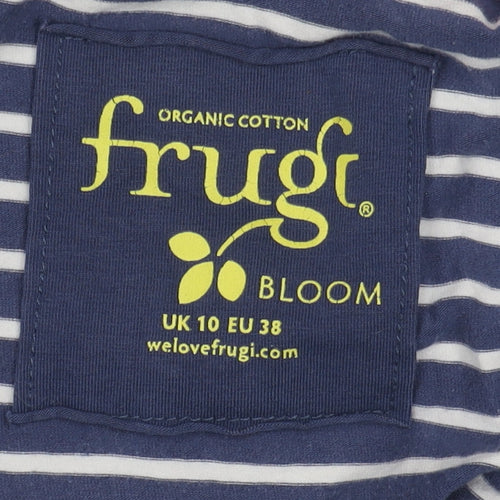 Frugi Women's Blue A-Line Striped Casual Dress Size 10