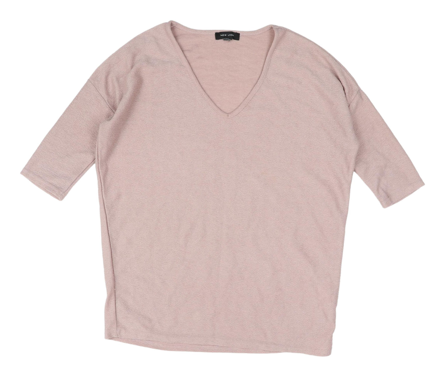 New Look Women's Pink V-Neck T-Shirt, Size S