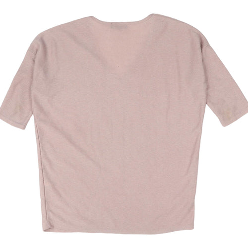 New Look Women's Pink V-Neck T-Shirt, Size S