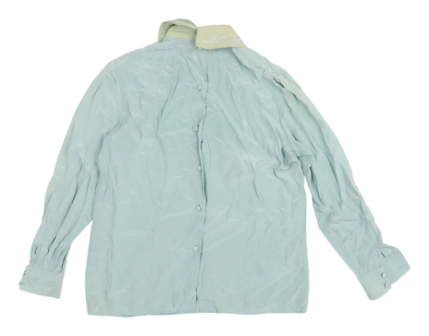 I.B. Diffusion Women's Green Silk Embroidered Blouse UK 10