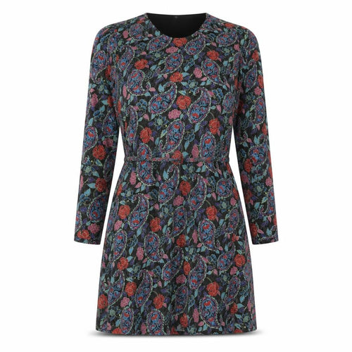 JDY Women's Black Paisley Long Sleeve Shift Dress S