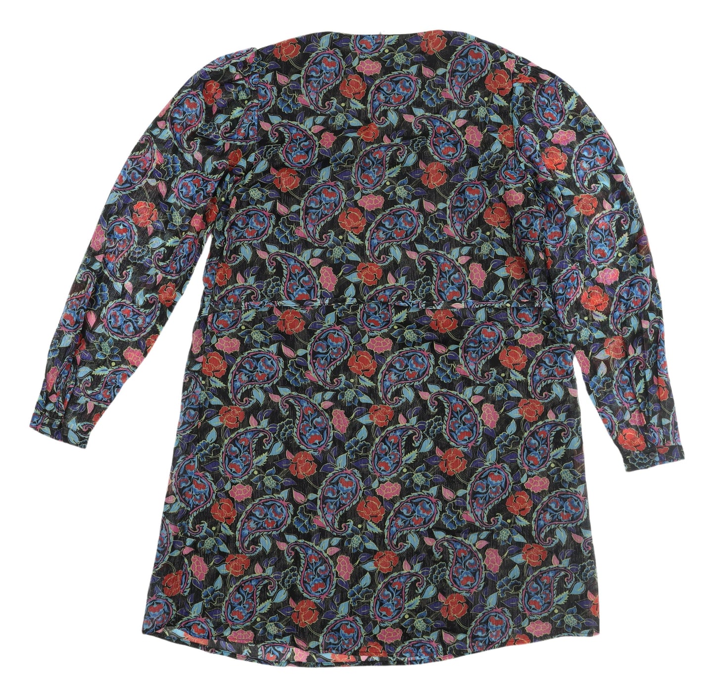 JDY Women's Black Paisley Long Sleeve Shift Dress S