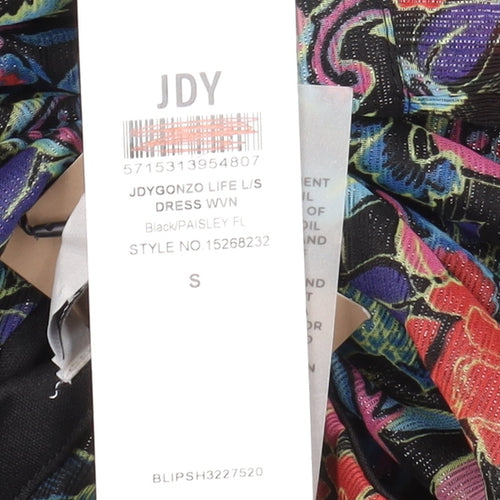 JDY Women's Black Paisley Long Sleeve Shift Dress S