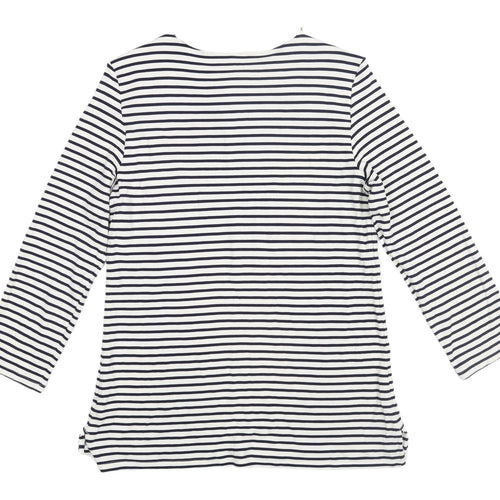 Marks & Spencer White Striped T-Shirt, Size 12, Casual