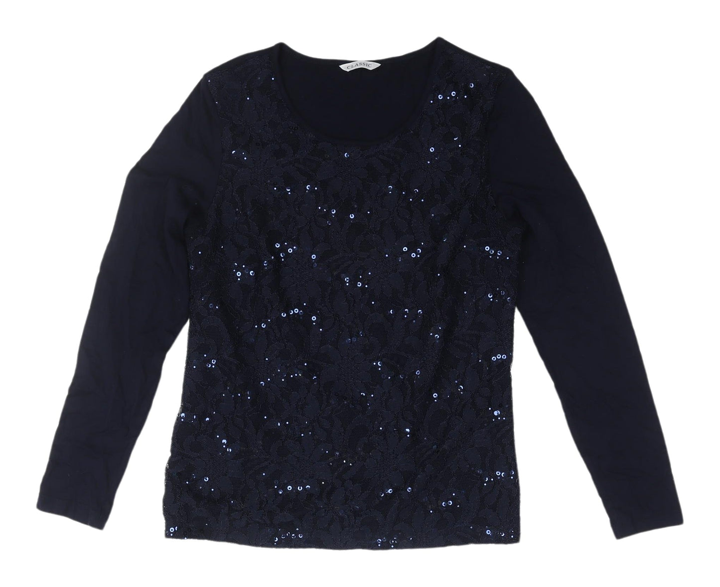 Marks and Spencer Women's Blue Lace Sequin Top Size 8