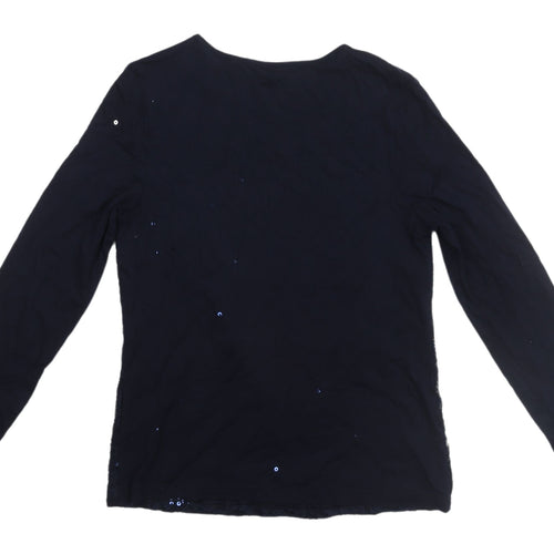 Marks and Spencer Women's Blue Lace Sequin Top Size 8
