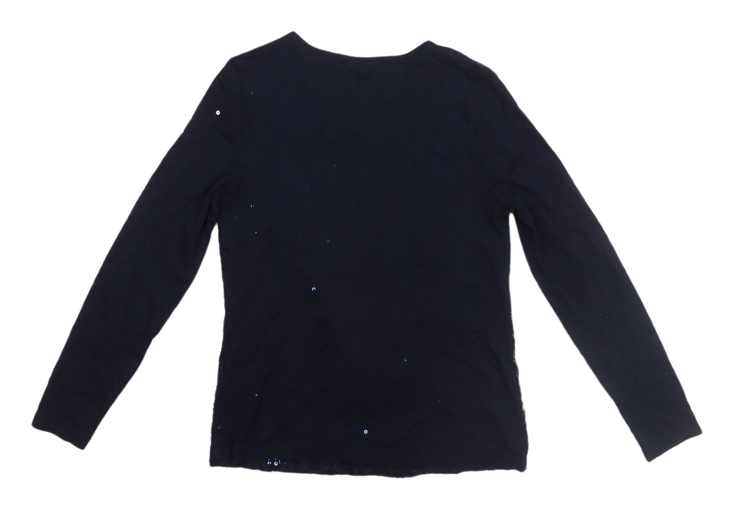 Marks and Spencer Women's Blue Lace Sequin Top Size 8
